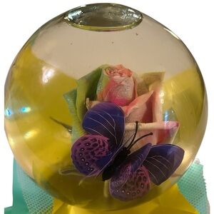 Water Globe with a Pastel Tie Dye Rose and Purple Butterfly